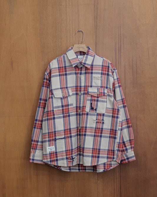 A.O.P Distressed Plaid Shirt