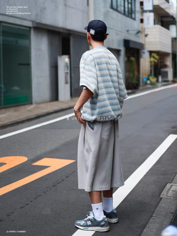 Unlimited Mote - Striped Balloon Half Sleeve Tee - Blue