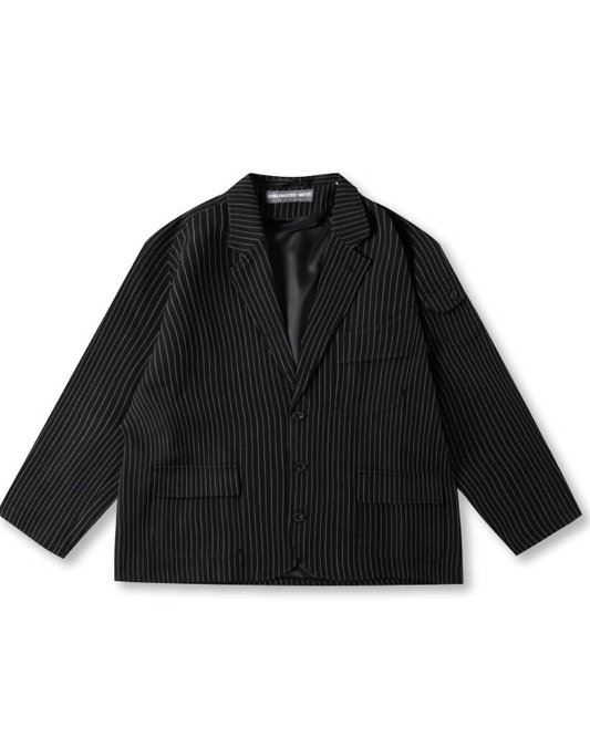 Unlimited Mote - Japanese Minimal  Blazer Jacket - Black Stripe