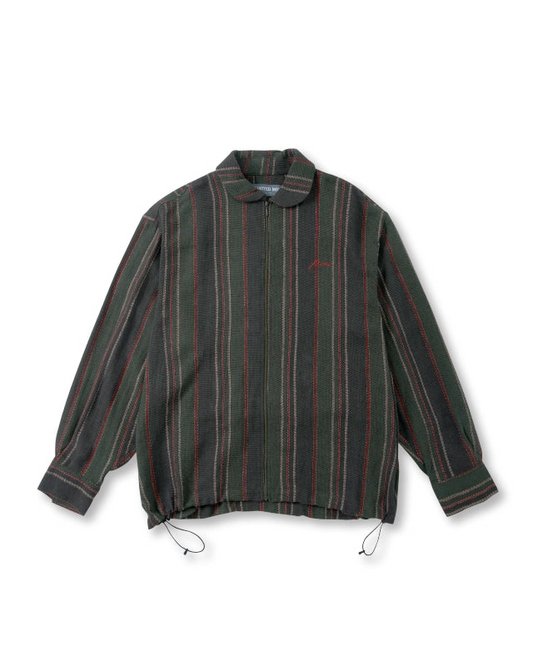 Unlimited Mote - Stripe Linen Balloon Jacket - Green