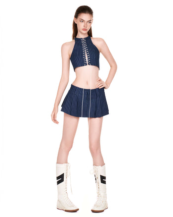 PUSHPUSH - Pushine Striped Mini Skirt - Navy