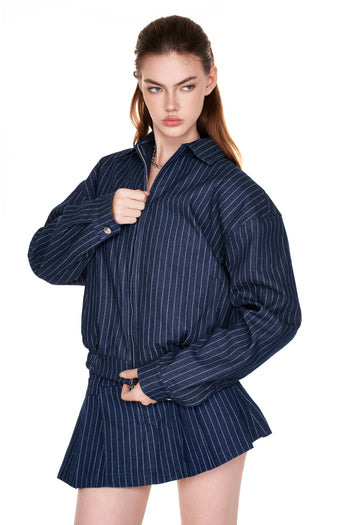PUSHPUSH - Heritage Zip Jacket - Navy Pinstripe