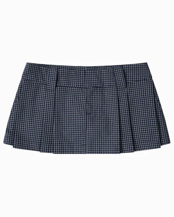 PUSHPUSH - Gingham Mini Skirt - Deep Navy