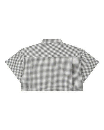 PUSHPUSH - Gingham Crop Shirt - Dusty Beige