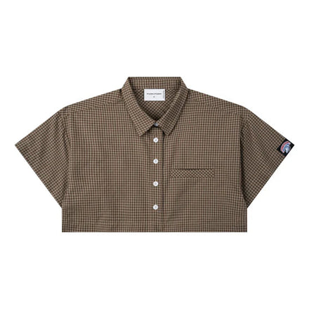 PP - Gingham Crop Shirt - Moss Brown
