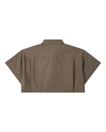 PUSHPUSH - Gingham Crop Shirt - Moss Brown