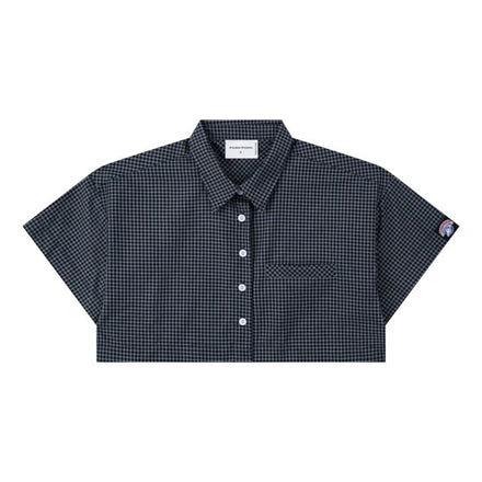 PP - Gingham Crop Shirt - Deep Navy