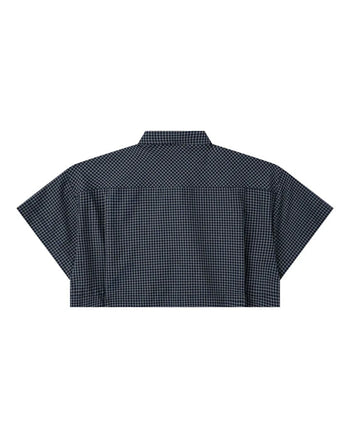 PUSHPUSH - Gingham Crop Shirt - Deep Navy