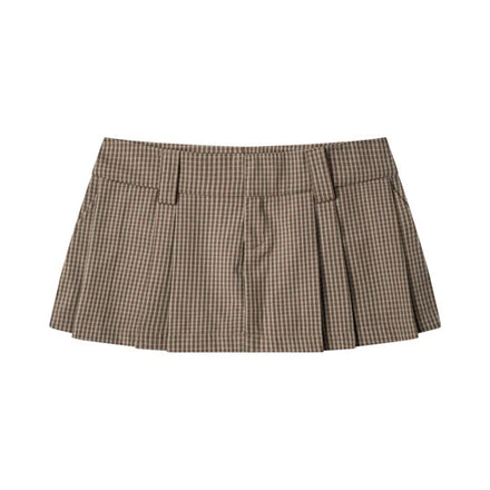 PP - Gingham Mini Skirt - Moss Brown