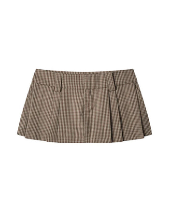 PUSHPUSH - Gingham Mini Skirt - Moss Brown