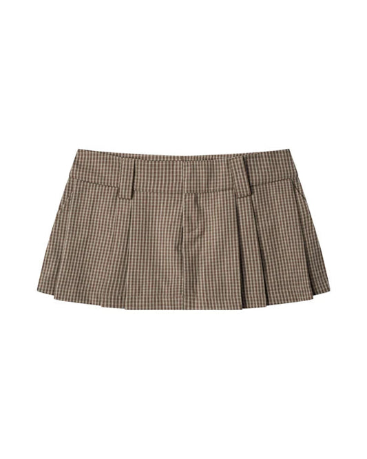 PP - Gingham Mini Skirt - Moss Brown