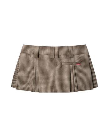 PUSHPUSH - Gingham Mini Skirt - Moss Brown