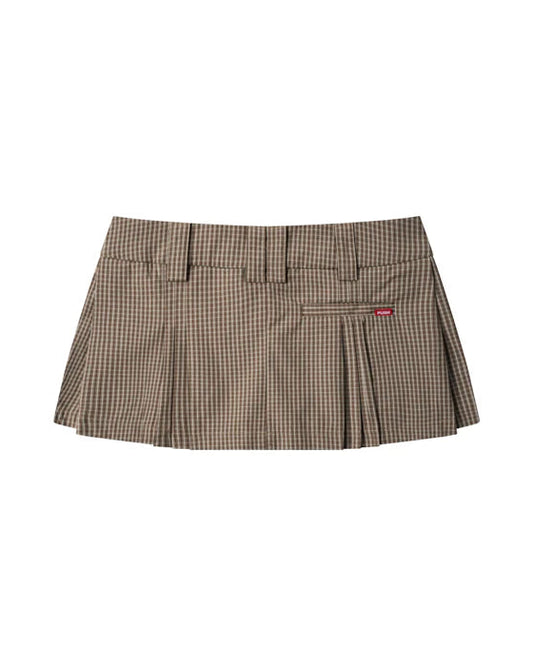 PP - Gingham Mini Skirt - Moss Brown