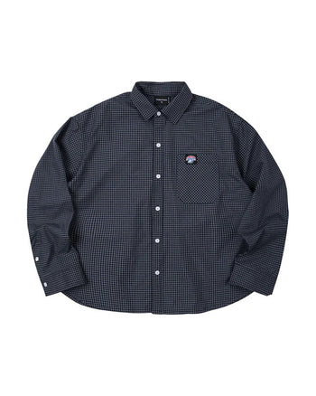 PUSHPUSH - Gingham Oversize Shirt - Navy