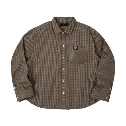 PP - Gingham Oversize Shirt - Moss Brown