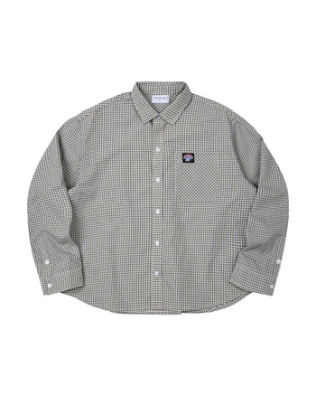 PUSHPUSH - Gingham Oversize Shirt - Dusty Beige