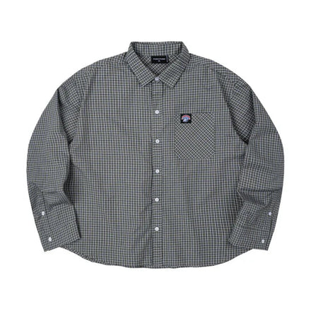 PP - Gingham Oversize Shirt - Olive Grey