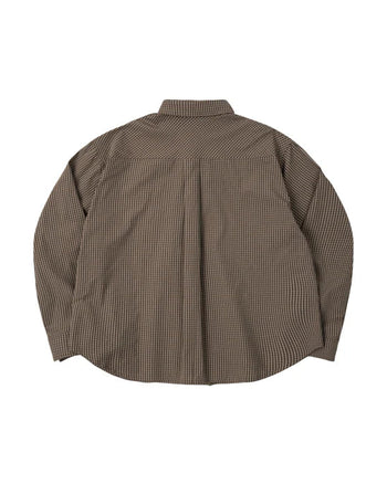 PUSHPUSH - Gingham Oversize Shirt - Moss Brown