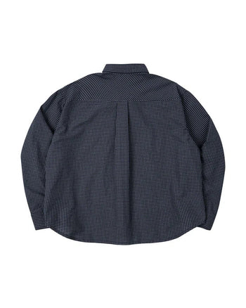 PUSHPUSH - Gingham Oversize Shirt - Navy
