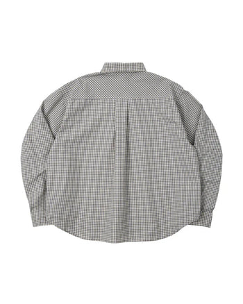 PUSHPUSH - Gingham Oversize Shirt - Dusty Beige