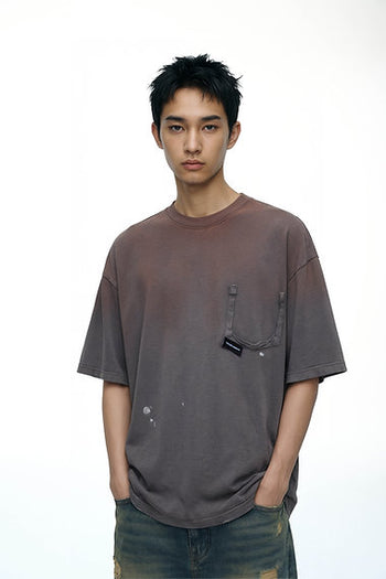 Double Back - Ripped Pocket T-Shirt Oversized - Rusty Grey