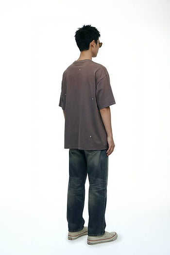 Double Back - Ripped Pocket T-Shirt Oversized - Rusty Grey