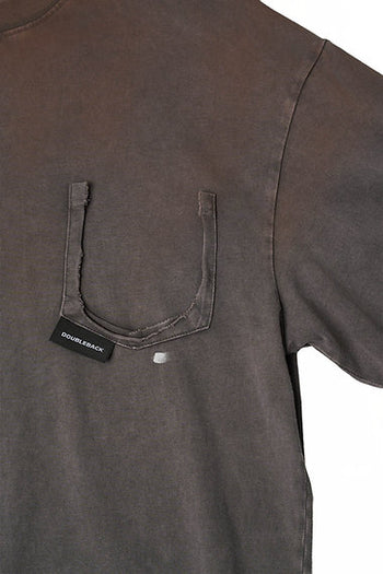 Double Back - Ripped Pocket T-Shirt Oversized - Rusty Grey