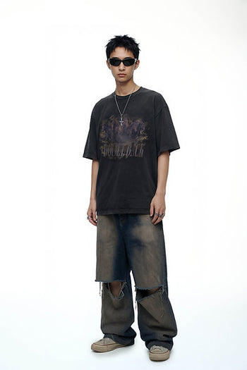 Double Back - Running Horse T-Shirt Oversized - Black