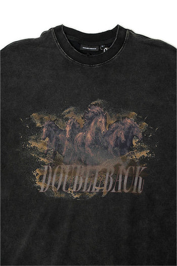 Double Back - Running Horse T-Shirt Oversized - Black
