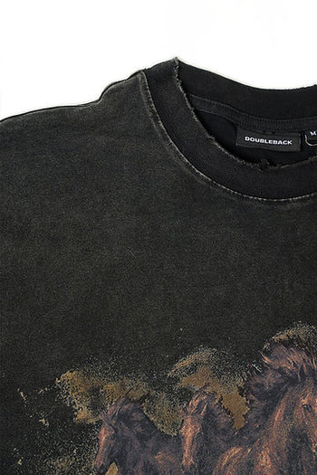 Double Back - Running Horse T-Shirt Oversized - Black