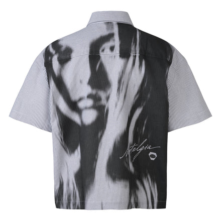 K.M.C - Mist Grey Striped Boxy Shirt