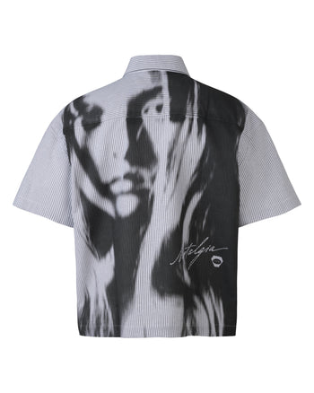 K.M.C - Mist Grey Striped Boxy Shirt