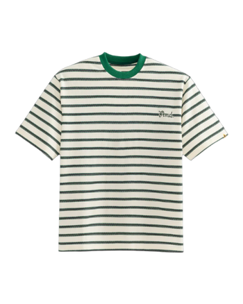 FTMD. Textured Stripe Tee -Cream/Green