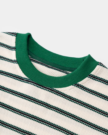 FTMD. Textured Stripe Tee -Cream/Green