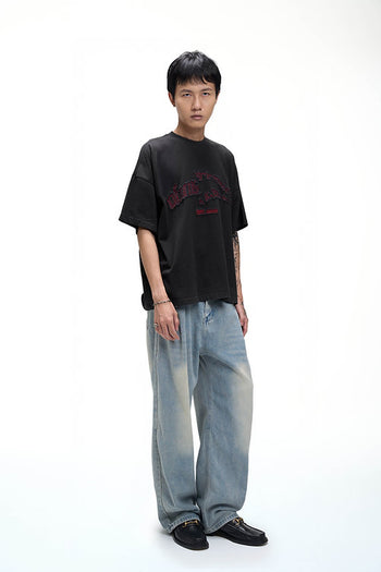 Double Back - Slash Logo T-Shirt Oversized - Dark Grey