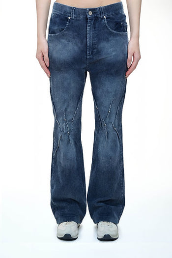 Double Back - Studded Corduroy Pants - Washed Blue