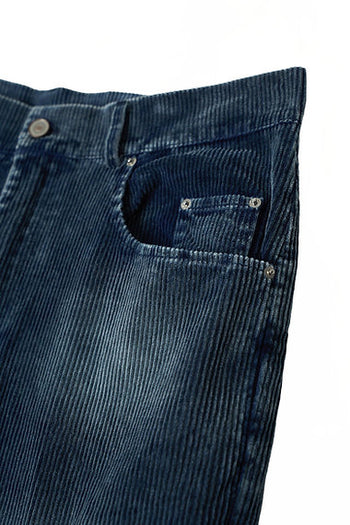 Double Back - Studded Corduroy Pants - Washed Blue
