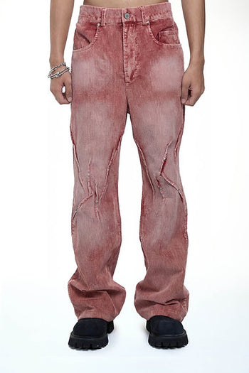 Double Back - Studded Corduroy Pants - Washed Pink