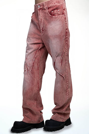 Double Back - Studded Corduroy Pants - Washed Pink