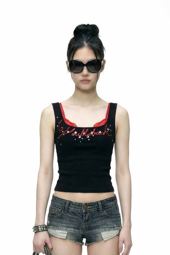 Double Back - Studded Tank Top - Black