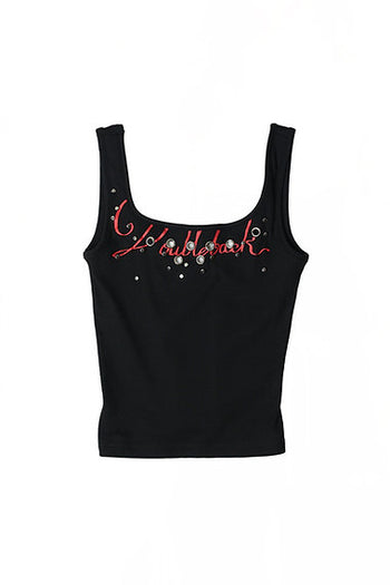 Double Back - Studded Tank Top - Black