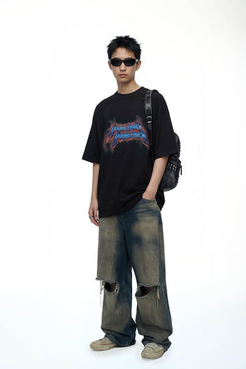 Double Back - Thunder Logo T-Shirt Oversized - Black