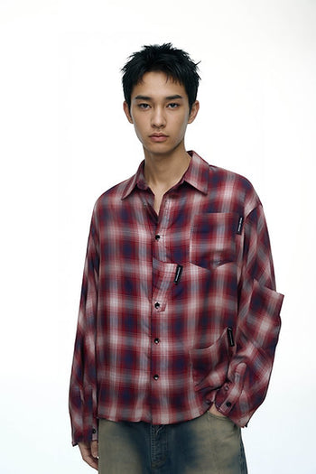 Double Back - Too Many Pocket Checkered Shirt - Red / Blue