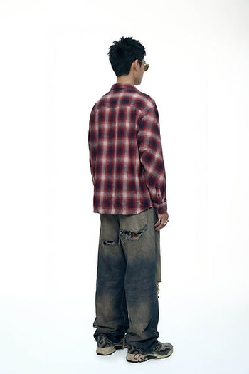Double Back - Too Many Pocket Checkered Shirt - Red / Blue
