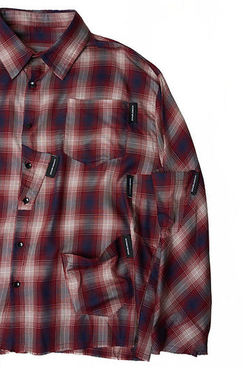 Double Back - Too Many Pocket Checkered Shirt - Red / Blue