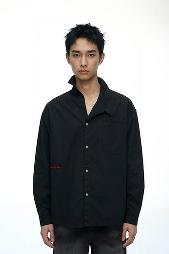 Double Back - Tucked Collar Shirt - Black