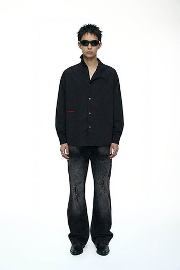Double Back - Tucked Collar Shirt - Black