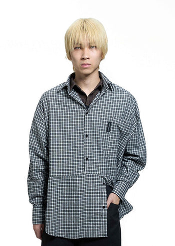 Double Back - Checkered Twisted Shirt - Black / White