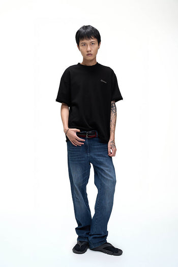 Double Back - Essential Unfinished Tee - Black