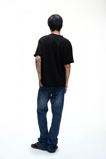 Double Back - Essential Unfinished Tee - Black